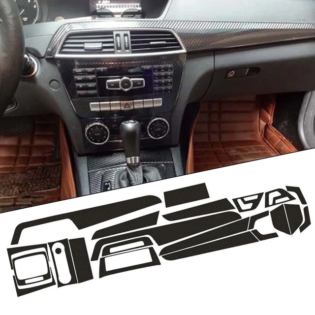 Garniture Intérieure Fibre De Carbone Pour Mercedes Classe C W204 (2005-2012) - Console Centrale Et Panneau Navigation