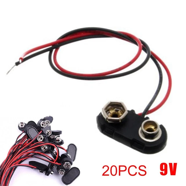 Connettore a scatto batteria tipo T premium per batterie 9 V con guscio rigido (20 pz)