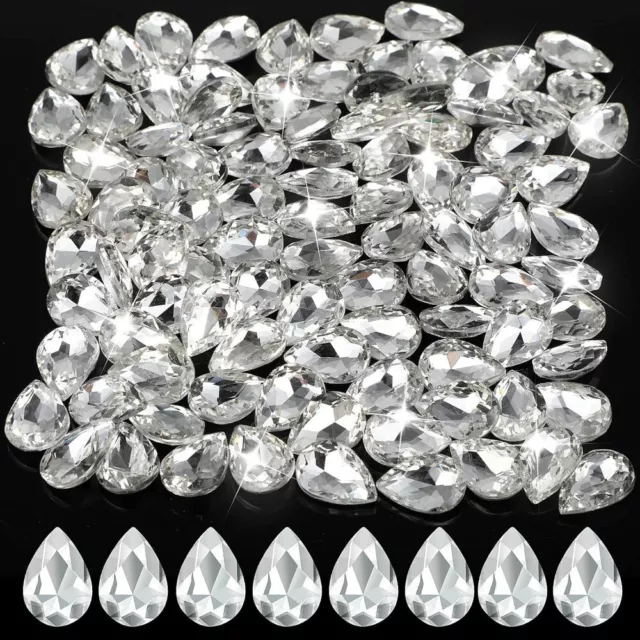 100 PCS Glass Crystal Rhinestones Beads Teardrop Crystal Teardrop  Necklace