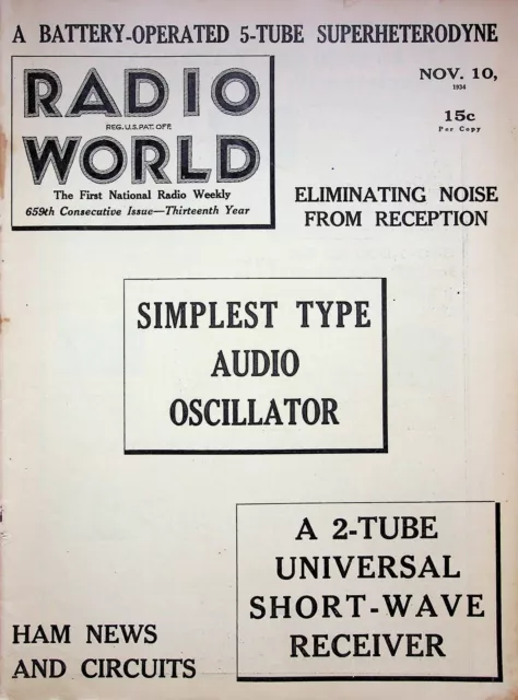 Simplest Type Audio Oscillator - Radio World - Magazine, Nov. 10, 1934 Used