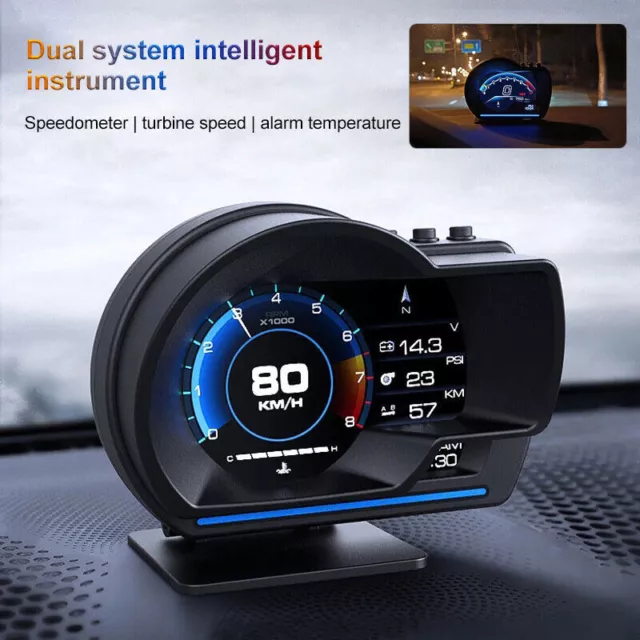 Auto KFZ HUD OBD2+GPS Head-Up Display Tachometer Anzeige  Alarm Umgebungs Licht