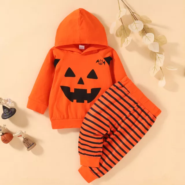 Felpa con cappuccio set vestiti zucca per neonati bambine il mio primo Halloween