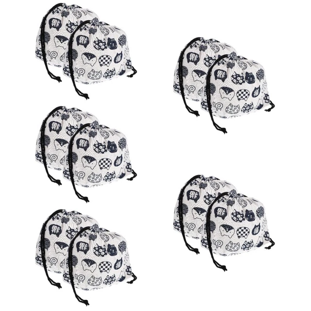 10 Pcs Sac Bento Coton Enfant Organisateur De Rangement Pour Enfants