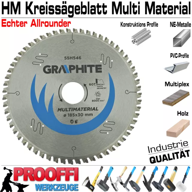 Profi Kreissägeblatt Ø 185 mm NE-Metall Sägeblatt Multi Cut Laser Alleschneider