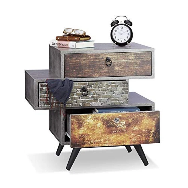 (TG. 40x60x59.5 cm) Relaxdays 10021858 Mobiletto Vintage a 3 Cassetti Armadietto