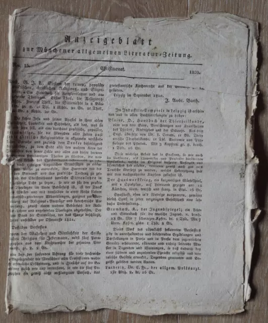 Anzeigeblatt zur Münchener allgemeinen Literatur - Zeitung 1820 , Nro. 15