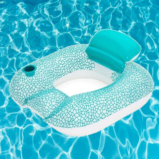 ADULT INFLATABLE SWIMMING Pool Lounger Chair Ring With Flip Pillow
