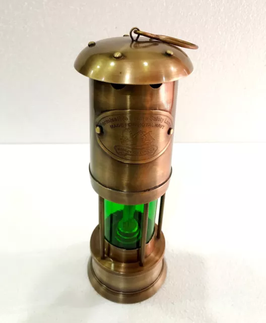 Antike Messing Lampe handgefertigt grün / rot Laterne Antik Öl Lampe Set 2 3