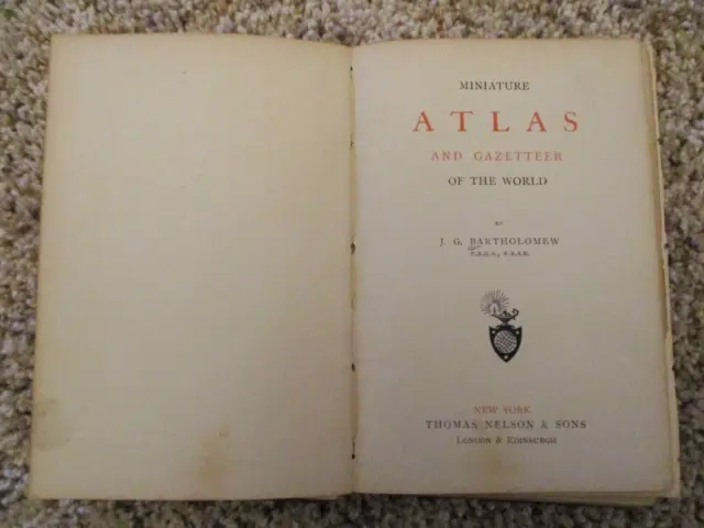 ANTIQUE c1894 MINIATURE ATLAS & GAZETTEER of THE WORLD by BARTHOLOMEW COLOR MAPS
