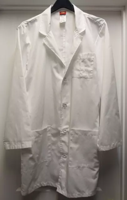 Dickies EDS Professional Unisex Lab Coat White Size S Pockets Long Sleeves