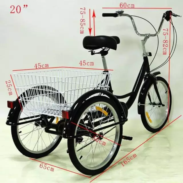 20" Dreirad für Erwachsene 8 Gang Lastenfahrrad Seniorenrad Mit Einkaufskorb