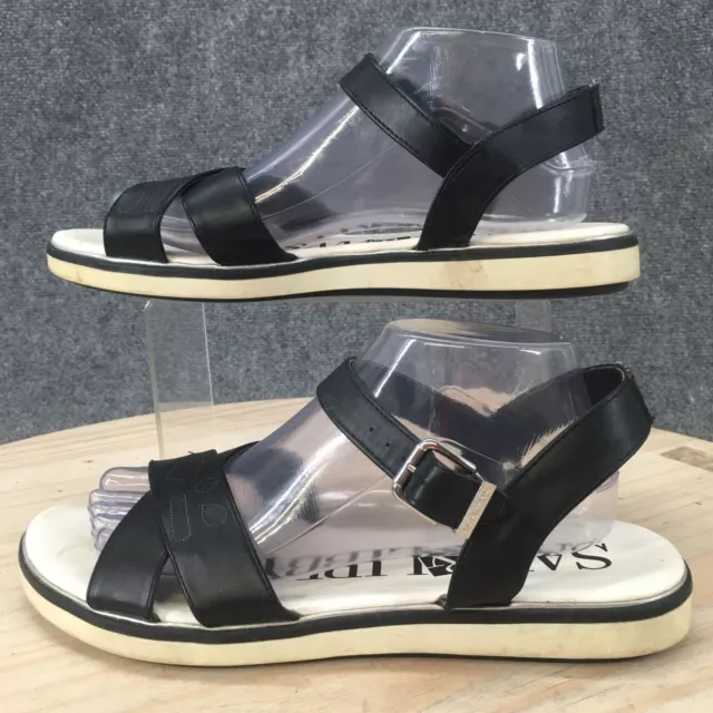 Sam And Libby Sandals Womens 10 Strappy Ankle Strap Black Faux Leather Casual