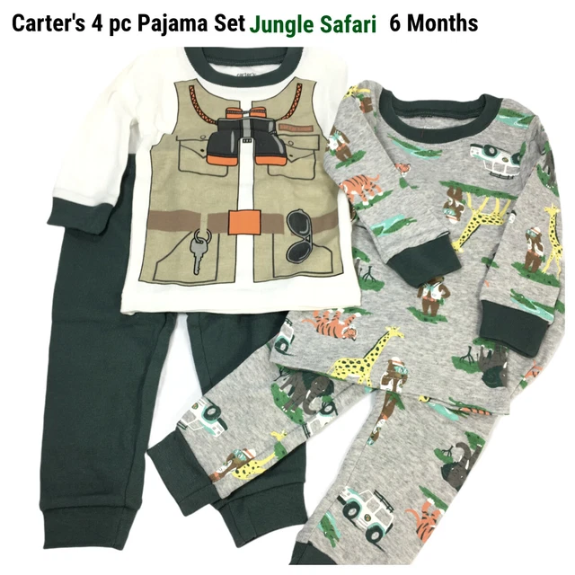New Carters Baby 6M Pajamas Jungle Safari Zoo Animal Print Giraffe Elephant Bear