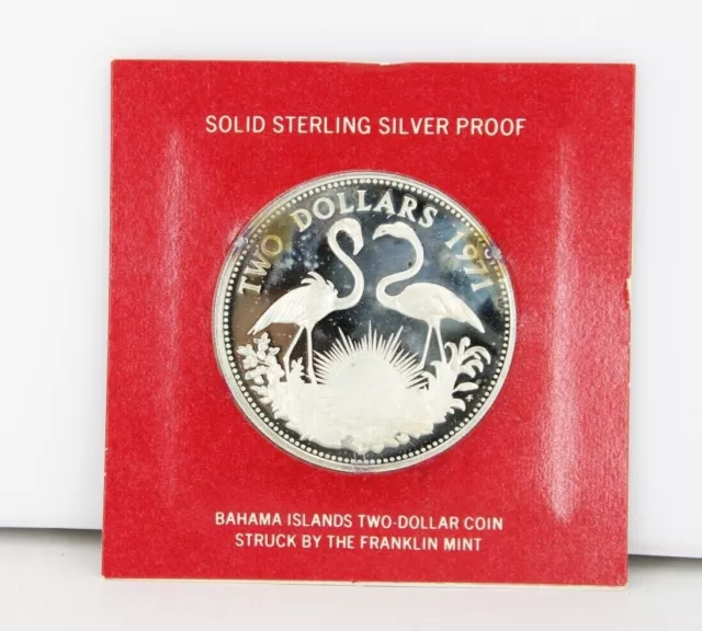 1971 Bahamas Franklin Mint Sterling Silver Two-Dollar Flamingo Day Proof Coin