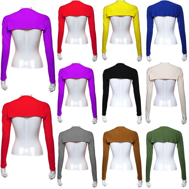 Coprispalle Da Donna A Maniche Lunghe In Tinta Unita Bolero Corto Cardigan ☆
