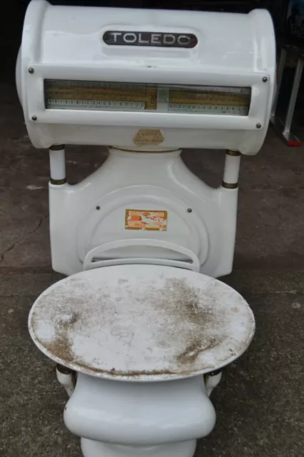 Antique 1923 Toledo Porcelain Postal Meat Scale (Works-PICKUP ONLY)