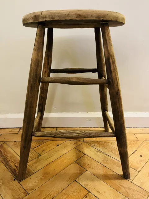 Antique Rustic Oak Stool