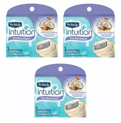 Schick Intuition Pure Nourishment Womens Shaver Razor Blade Refill, 9 Cartridges