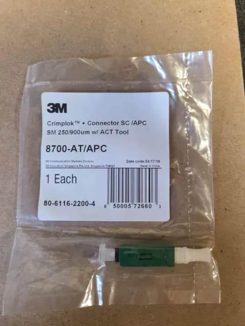 3M Crimplok + Connector SC/APC SM 250/900um 8700-AT/APC  W/ ACT Tool