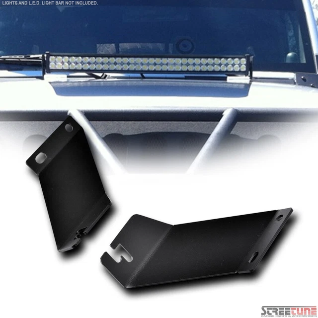 For 20" Straight Led Light Bar 07-18 Wrangler JK Black Offroad Hood Mounting Kit