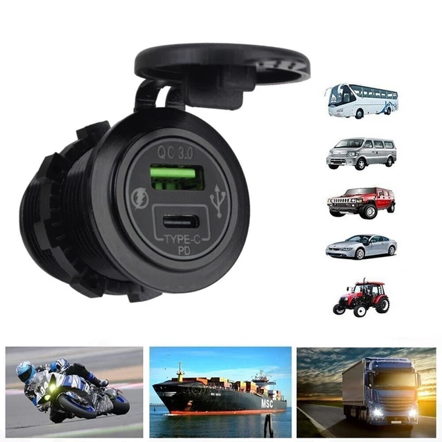 Caricabatterie Doppio USB Type-C Per Auto 12V/24V – Ricarica Rapida Per Furgoni, Camper E Barche
