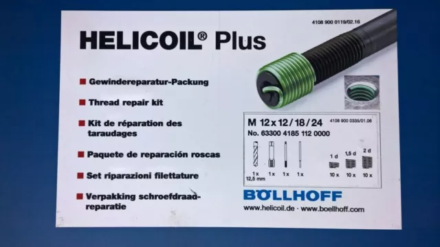 Helicoil Plus Thread Repair Kit, M12 x 12/18/24 (1D/1.5D/2D)