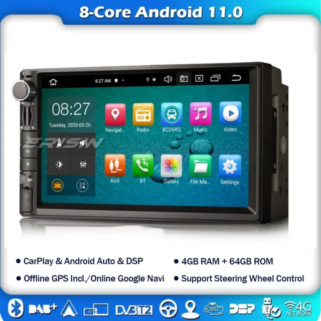 Octa Core Android 11 Double Din Car Stereo Sat Nav GPS DAB+Bluetooth Carplay DVR