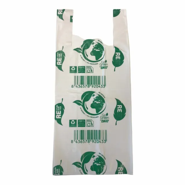 1 KG di borse d'asa bianche plastica riciclate 70%. 35x50 CM