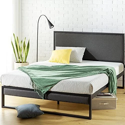 ZINUS CHRISTINA 36 cm Upholstered Platform Bed Frame with Headboard