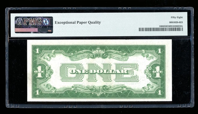 DBR 1934 $1 Silver Funnyback Fr. 1606 FA Block PMG 58 EPQ Serial F16568193A 2