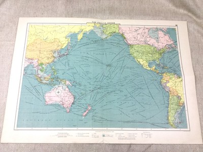 VINTAGE MAP PACIFIC Ocean Steam - Vintage Map Pacific Ocean Steam Ship Routes Maritime 