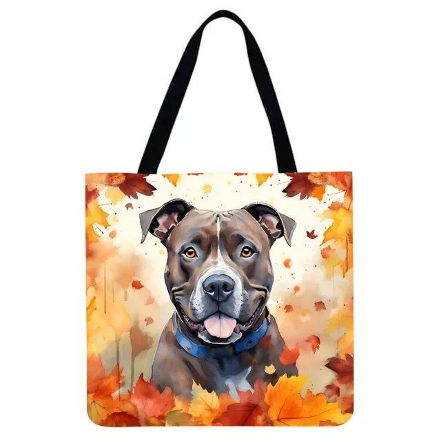 Dog under fallen leaves in autumn-Large Capacity Linen Tote Bag