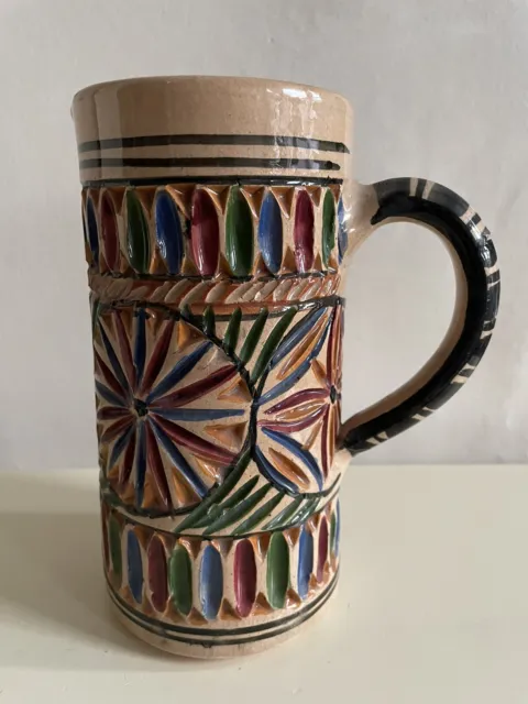 Moroccan Hand painted Ceramic Pottery Jug Water Pitcher Colourful Glaze