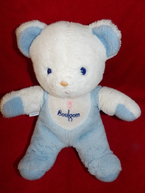 Doudou Peluche Ours Boulgom Blanc Ours Rose Brode 32 cm