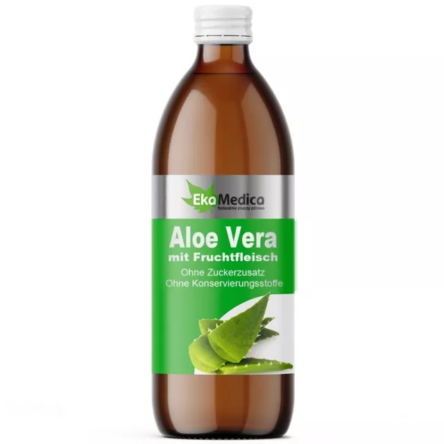 EkaMedica Aloe Vera mit Fruchtfleisch Nahrungsergänzungsmittel Saft - 500ml