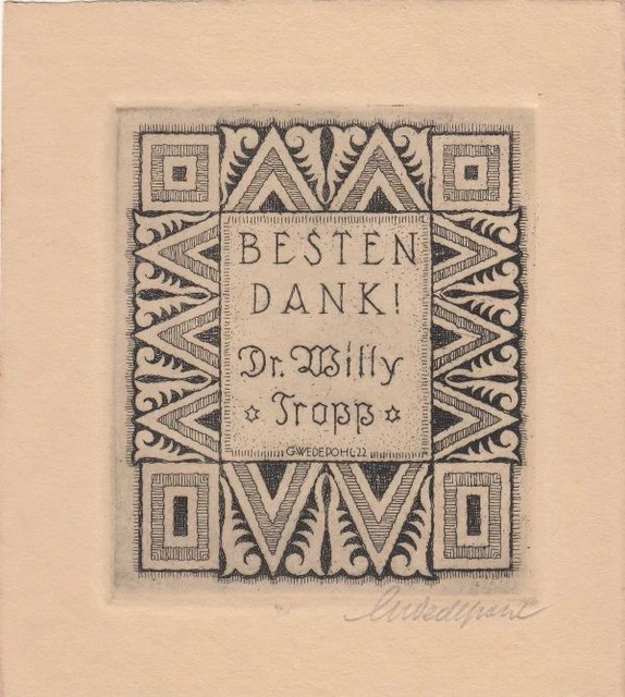 Thanks Gerhard Wedepohl 1893-1930 Eauforte Engraving 2