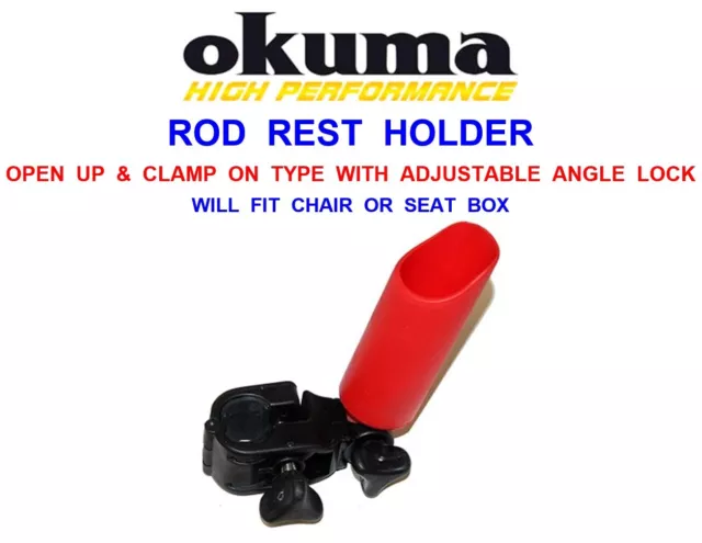 Okuma Clamp On Red Rod Rest Seat Box Arm Carp Chair Match Float Feeder Fishing