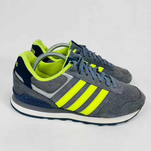 Adidas RUNEO 10K Men's Suede Gray Green Sport Athletic Shoes AW4680 US Size 10