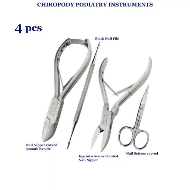 4 PCs Podiatry Chiropody Instrument Nail Nipper Ingrown Heavy Duty Thick Toenail