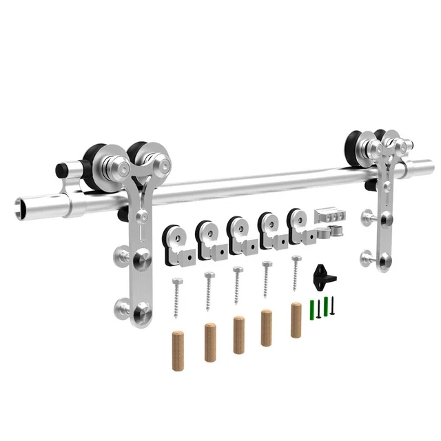 CCJH 5FT/6FT/6.6FT Stainless Steel Sliding Barn Door Hardware Kit Track System