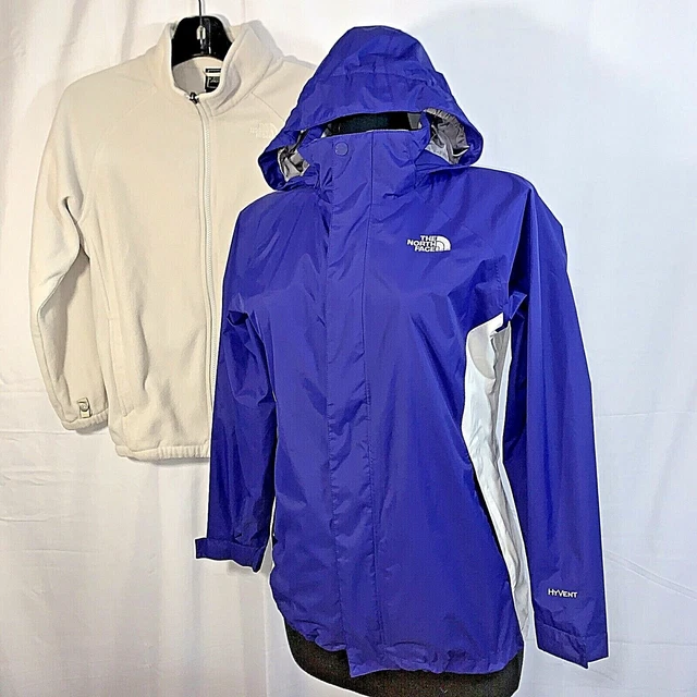 The NORTH FACE HyVent Jacket Girls Large Fleece Lined Purple White 3-in-1 Hood