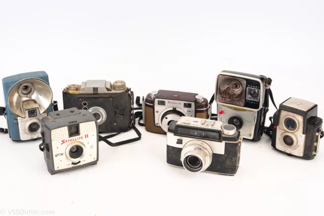 Lot of 7 Vintage Film Cameras Kodak Ansco Imperial for PARTS REPAIR V22