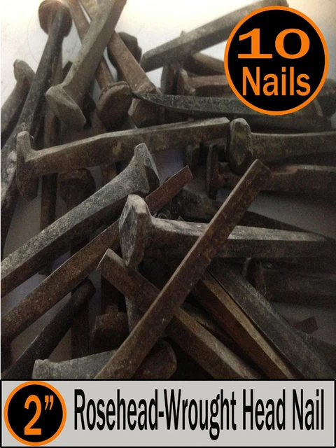 (10) 2" - Decorative Wrought "PATINA" Rose Head Nails - Square Wrought head - 6d