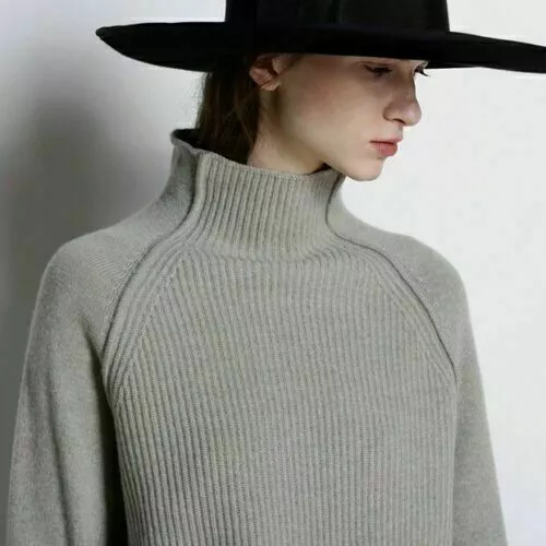 Womens Knitted Turtleneck Cashmere Long Sleeve Loose Jumper Pullover Sweaters AU