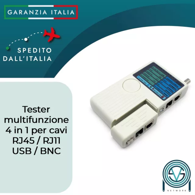 Tester RJ45 RJ11 USB BNC 4 in 1, Multifunzione, cavi di rete ethernet fino cat 8