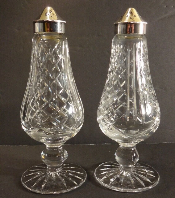 Waterford Crystal Glengarrif Fuß Salz & Pfeffer Shaker EPNS Vintage Paar