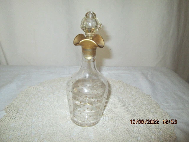 Carafe musicale vintage en cuivre et laiton, bouteille en verre vert | Accessoires de bar style lanterne allemande | Alcools de collection du milieu du siècle | Homme des cavernes rétro - France