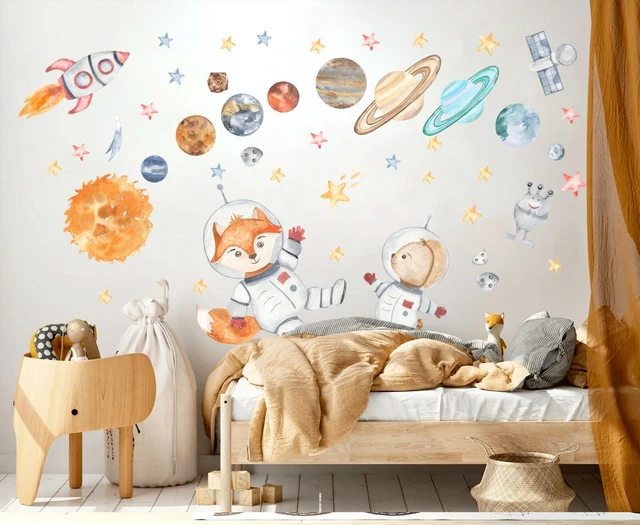 SOLAR SYSTEM PLANETS Earth Sun Moon Asteroids Nursery Decals Peel Wall ...