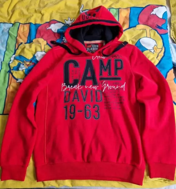 Neu/Ungetragen CAMP DAVID Kapuzensweatshirt Gr.L mit Logoprint Rot LP: 119,95€