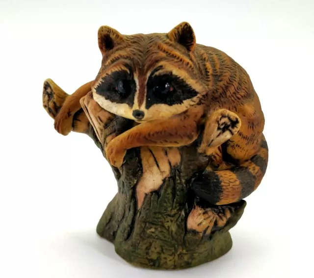 Enesco Adorable Ceramic Racoon Resting on a Tree Stump Mexico